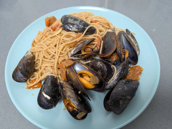 Spaguetti con mejillones